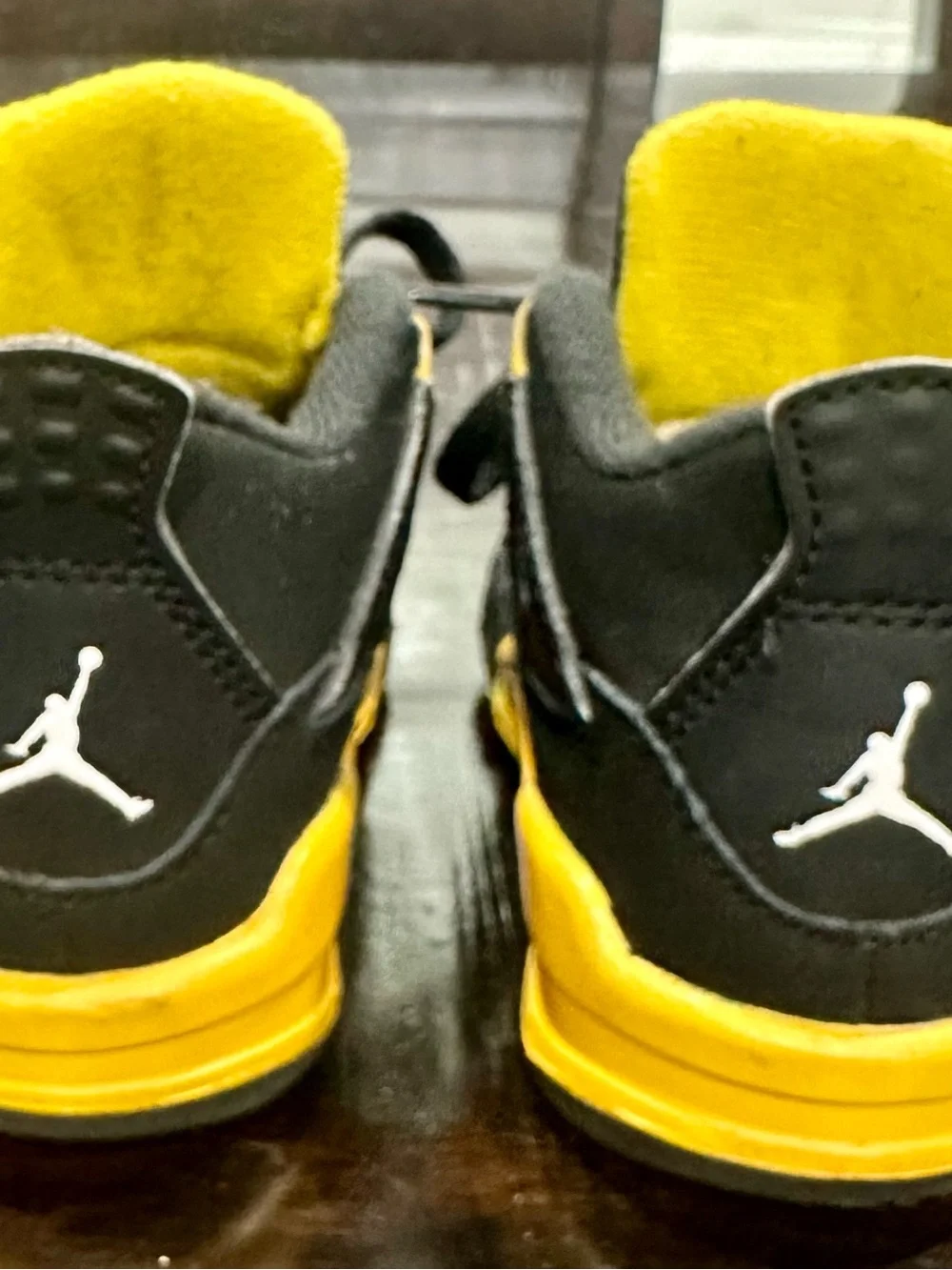 Nike Air Jordan 4 Retro THUNDER Toddler Shoes Sz 6c Black Yellow (BQ7670-017)
